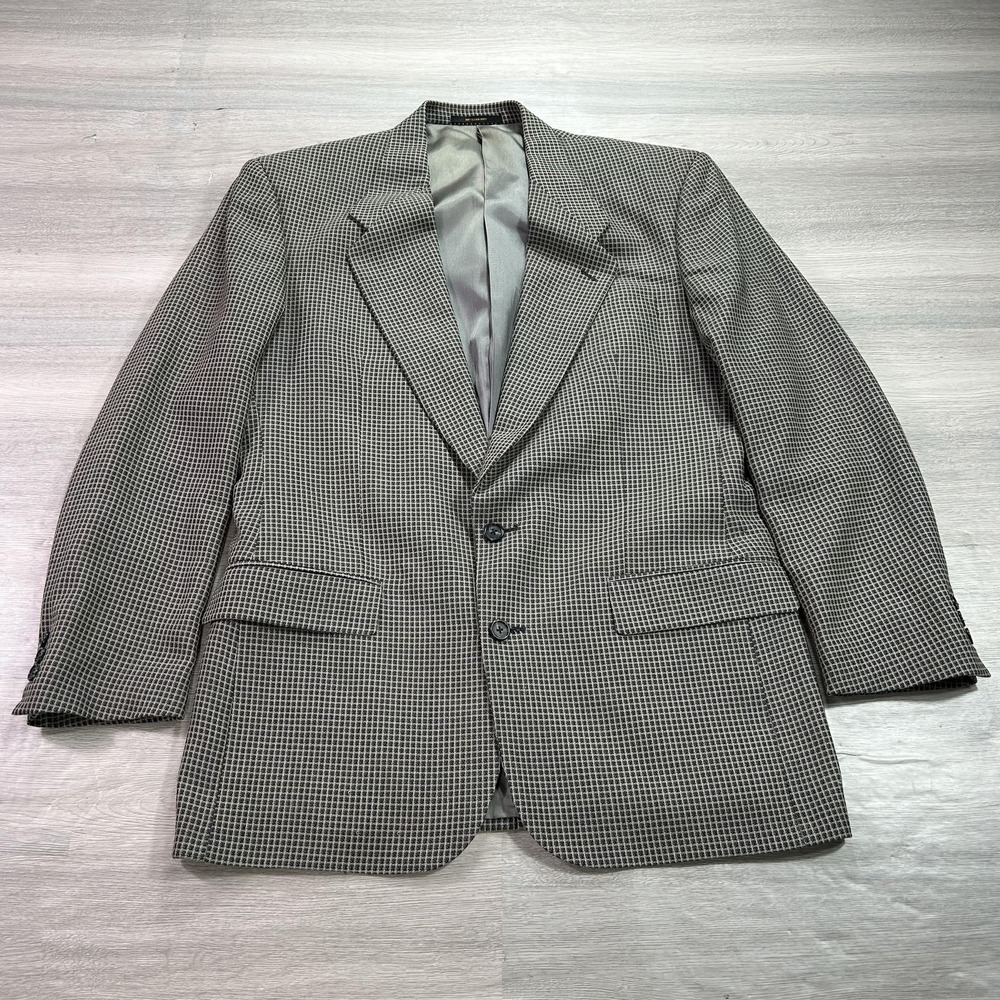 Givenchy Blazer Mens 42R Brown Black Checkered Plaid Sport Coat‎ Jacket